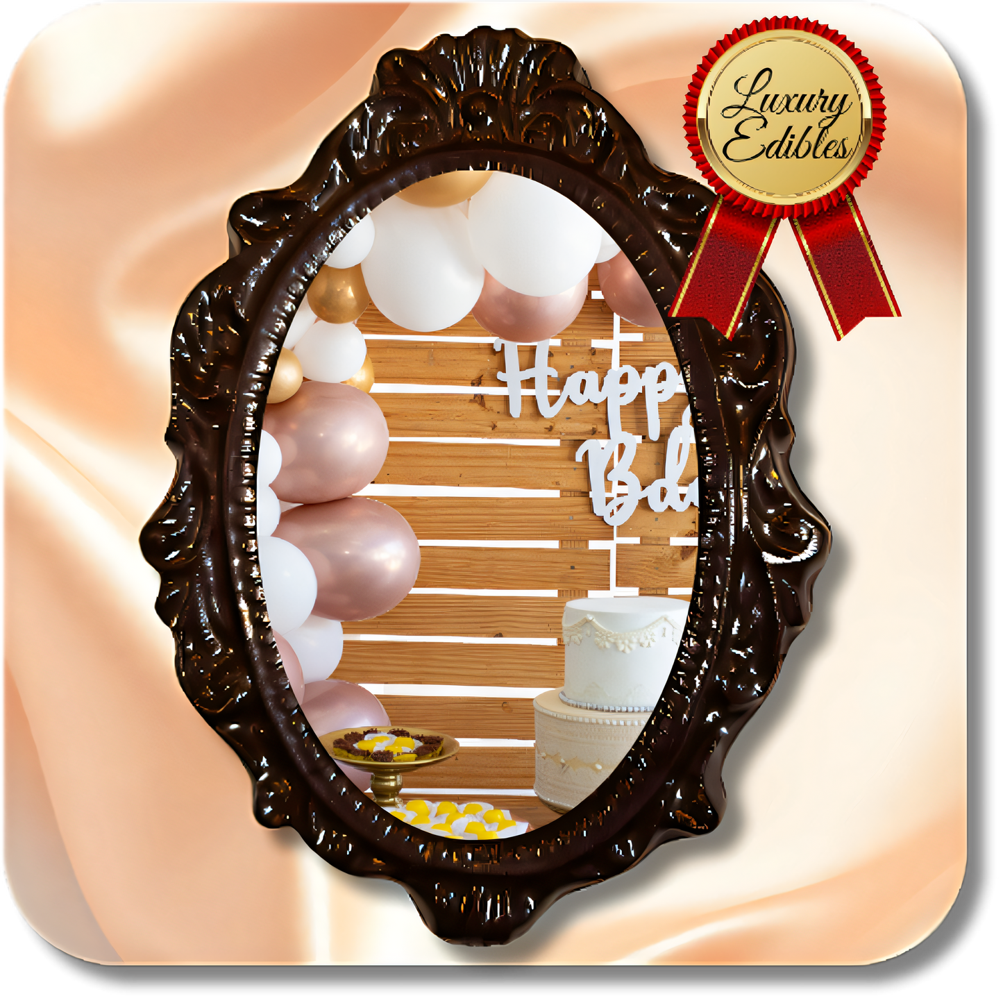 4K Chocolate Image Bars – Girl’s Birthday Edition - Dessert Print 2 Pieces / Oval / Dark Chocolate 4K Chocolate Image Bars – Girl’s Birthday Edition
