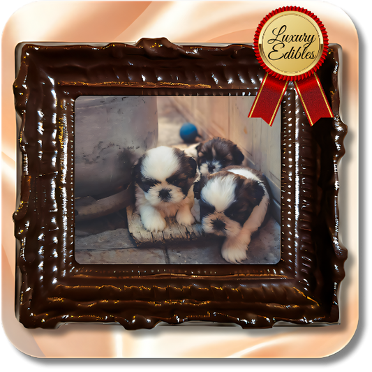 4K Chocolate Image Bars – Furry Friends Edition - Dessert Print 3 Pieces / Oval / Dark Chocolate 4K Chocolate Image Bars – Furry Friends Edition