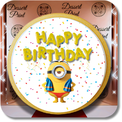 Custom 4K Minion Birthday Cookies by Dessert Print - Dessert Print